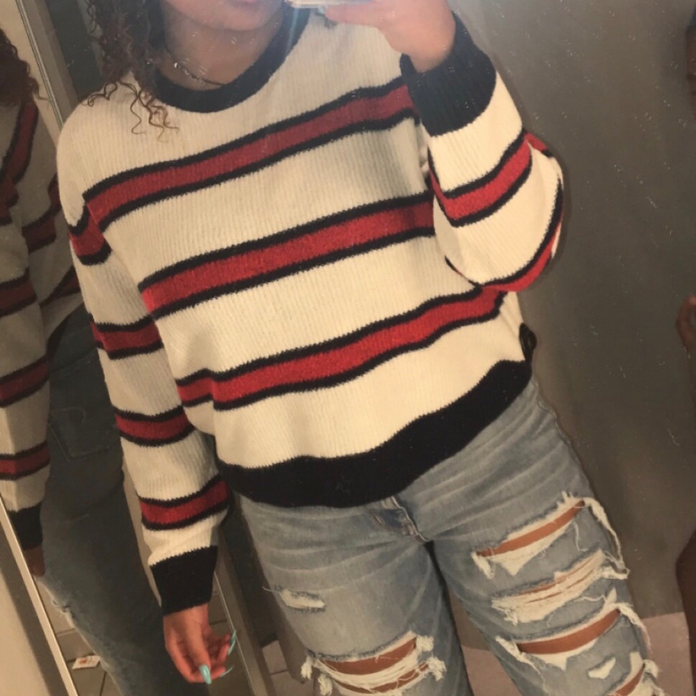 H&M red white and blue stripe sweater